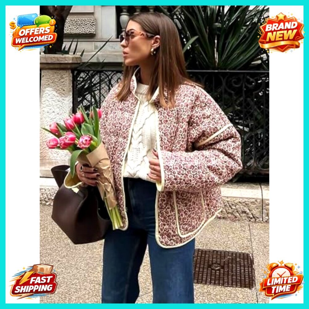 Cropped Quilted Jacket Open Front Lightweight Puf… - image 3